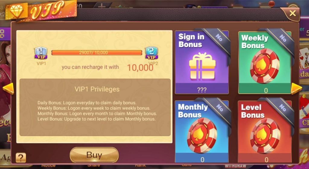 Teen Patti Yes VIP Benefits